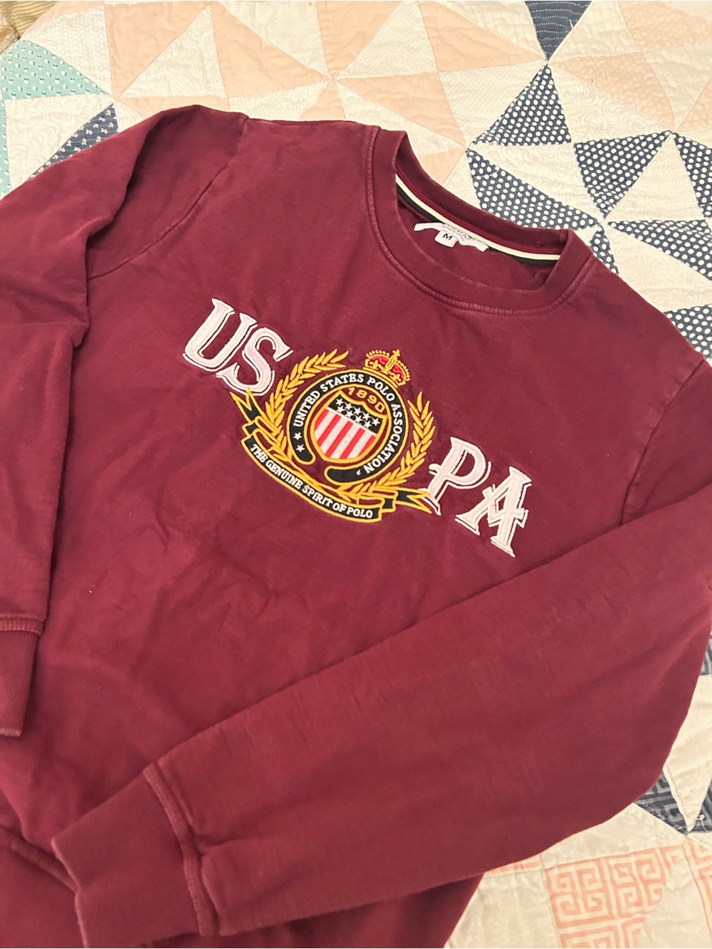 U.S. Polo Assn. Men's Maroon Crewneck Sweatshirt with Embroidered Crest
